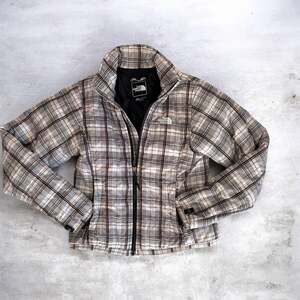 The of North Face Puffer Cream & Brown Coat Size XS